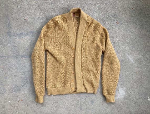 Vintage 1960s Sears Kings Road MOHAIR Mustard Yellow Button Vintage 1960s Sears Kings Road MOHAIR Mustard Yellow Button