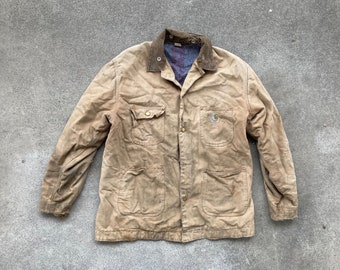 90s usa製　Carhartt chore coat duck jaket Vintage 1990s Deadstock Carhartt Blanket Lined Duck Chore
