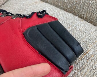 Vintage 1990s Mens SB WORLD Red Leather Lace up Hiking BOOTS Size