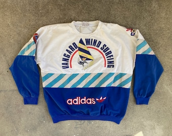 Sudadera con cuello redondo de windsurf ADIDAS Vangard de la década de 1980, talla extragrande, cuello redondo, estilo hip hop Ice Cube