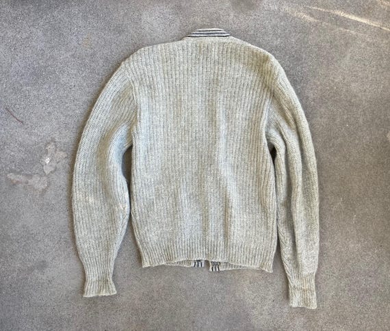 Vintage 1960s Rugby MOHAIR Grey Button up CARDIGAN Sweater Size 
