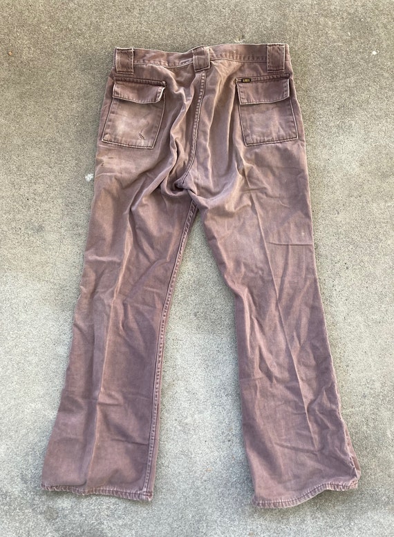 Vintage 1970s LEE Brushed Brown Denim Bell Bottom… - image 5