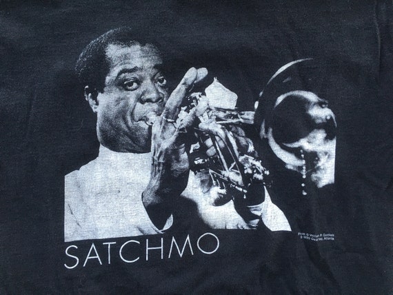 Vintage 1990s LOUIS ARMSTRONG Satchmo Black Cotton Crewneck T