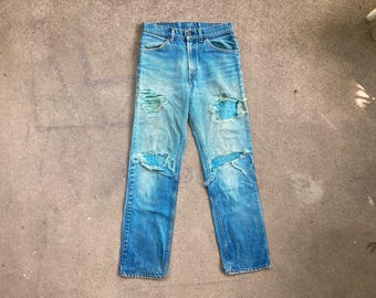 Vintage 1990s LEVIS 501 Preshrunk USA Made Dark Denim Jeans 33 X