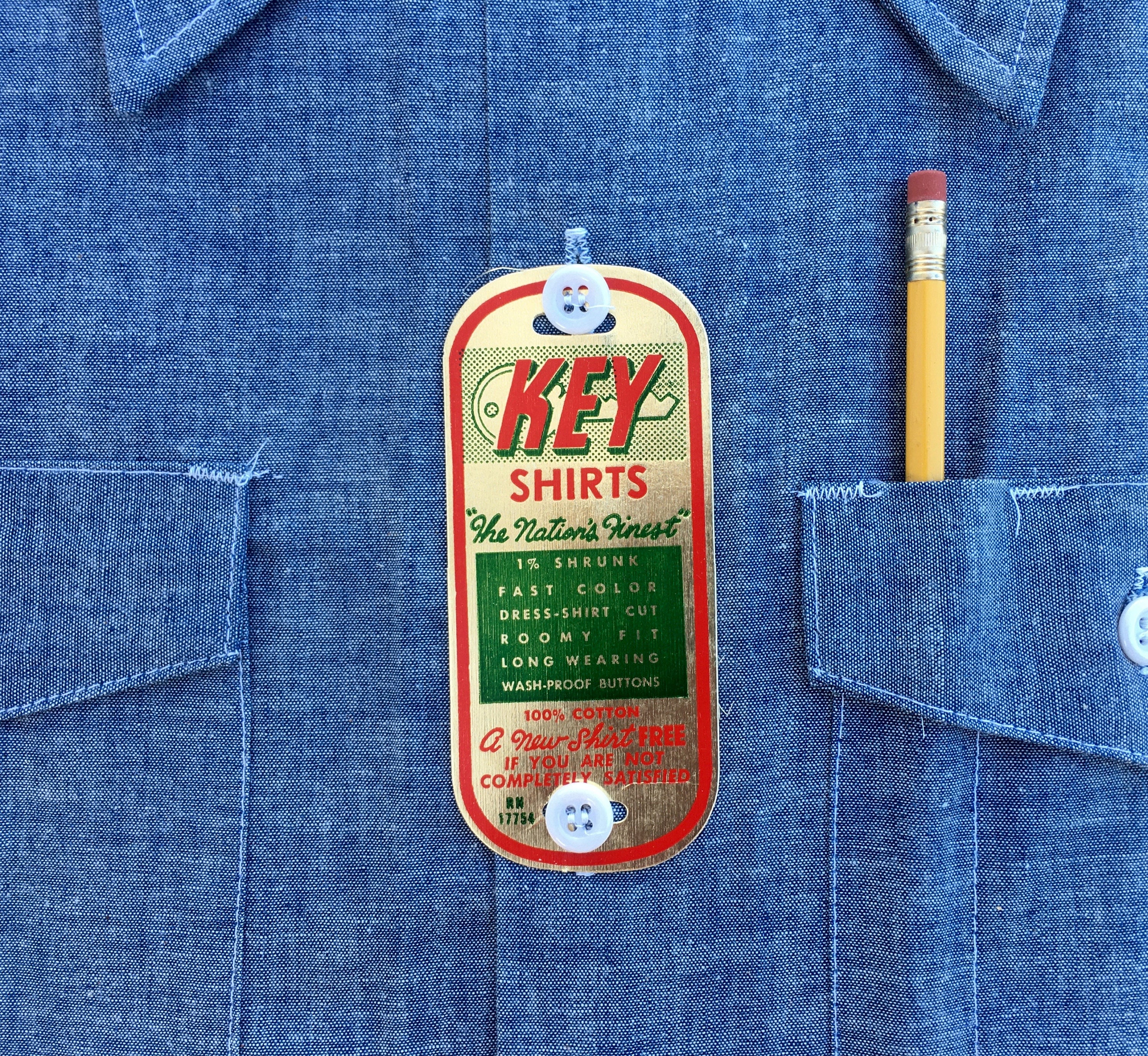 Vintage 1960s KEY 100% Cotton Blue Long 