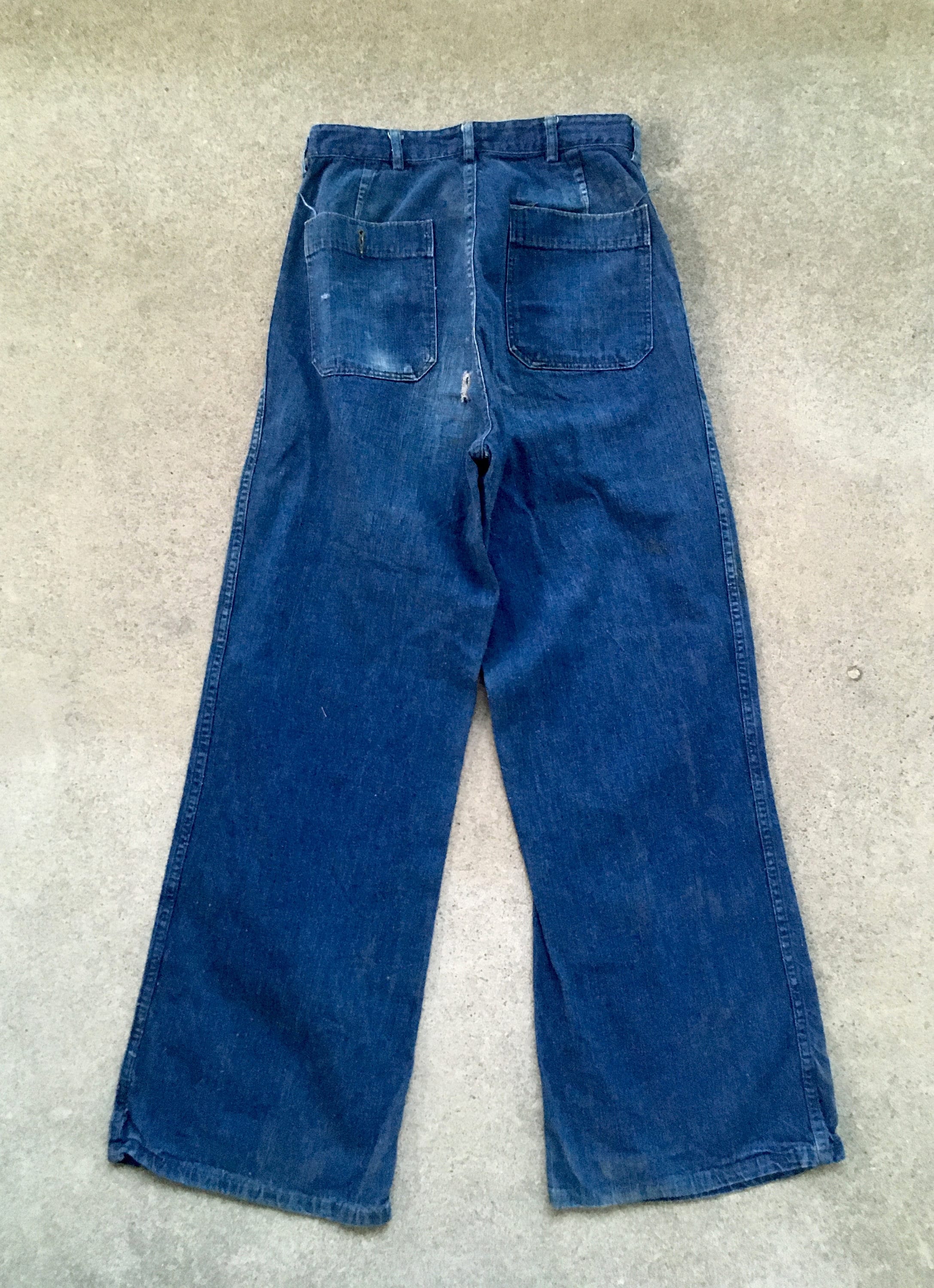 Vintage 1950s USN Navy Dark Indigo Denim Button Fly DUNGAREE Vintage 1950s USN Navy Dark Indigo Denim Button Fly DUNGAREE