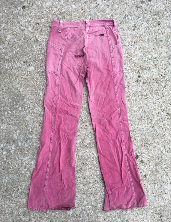 Vintage 1970s LEE Super Distressed Red Cotton Bel… - image 4