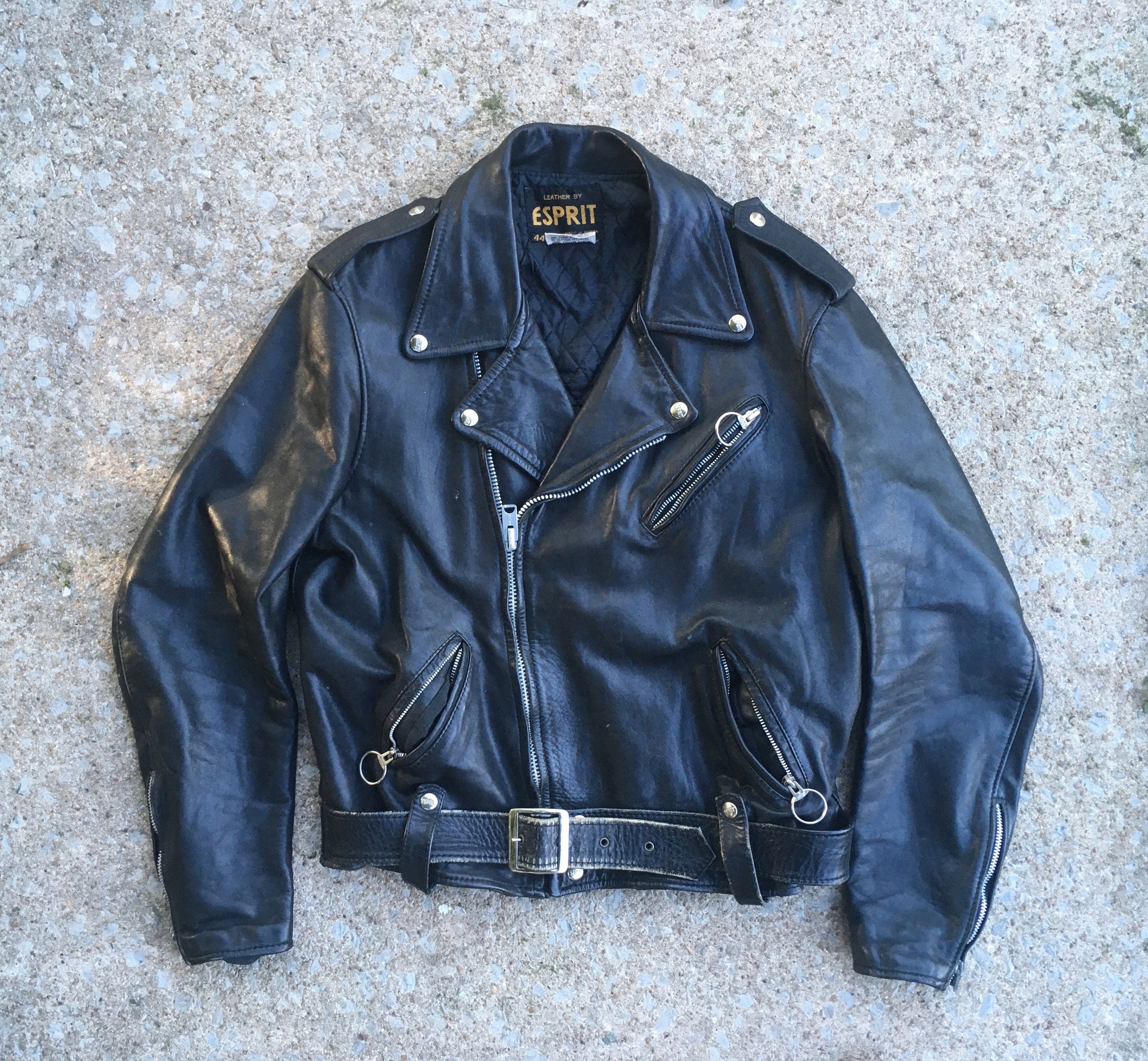 esprit real leather biker jacket