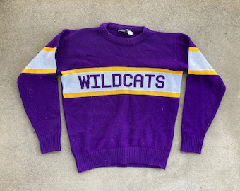 Vintage 1990s Kansas State WILDCATS Spellout Crewneck Knit SWEATER Size Extra Large Cliff Engle Beer Football Basketball Sports