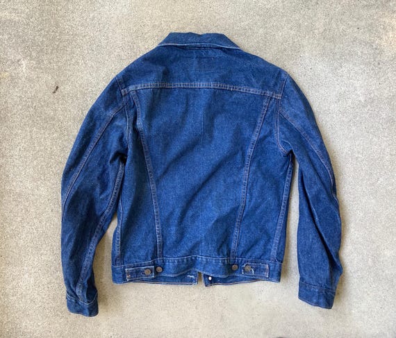 vintage Rare 70s～ denim jacket indigo Vintage 1970s 80s PLAIN POCKETS Dark Indigo Denim Jean JACKET Size