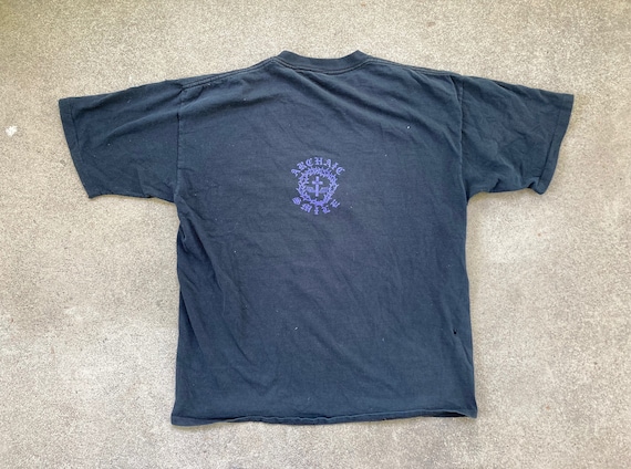 Vintage 1990s ARCHAIC SMILE Jesus Christ Stitched Black T-SHIRT