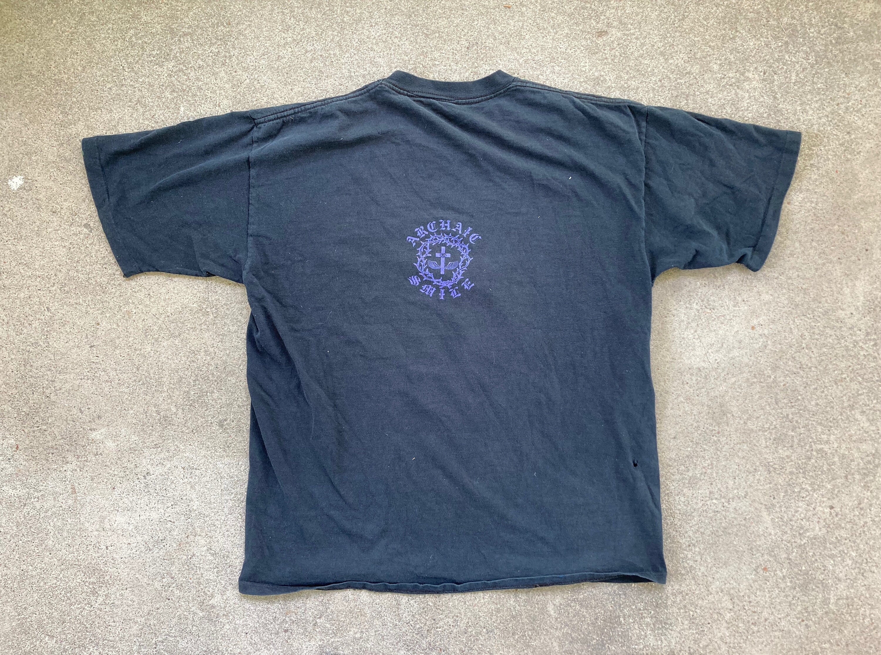 レア90s Vintage Archaic Smile Mary Jesus T Vintage 1990s ARCHAIC SMILE Jesus Christ & Mary All Over