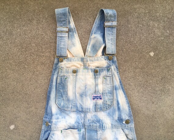 Vintage 1970s BIG SMITH Super Distressed Denim Faded Work OVERALLS