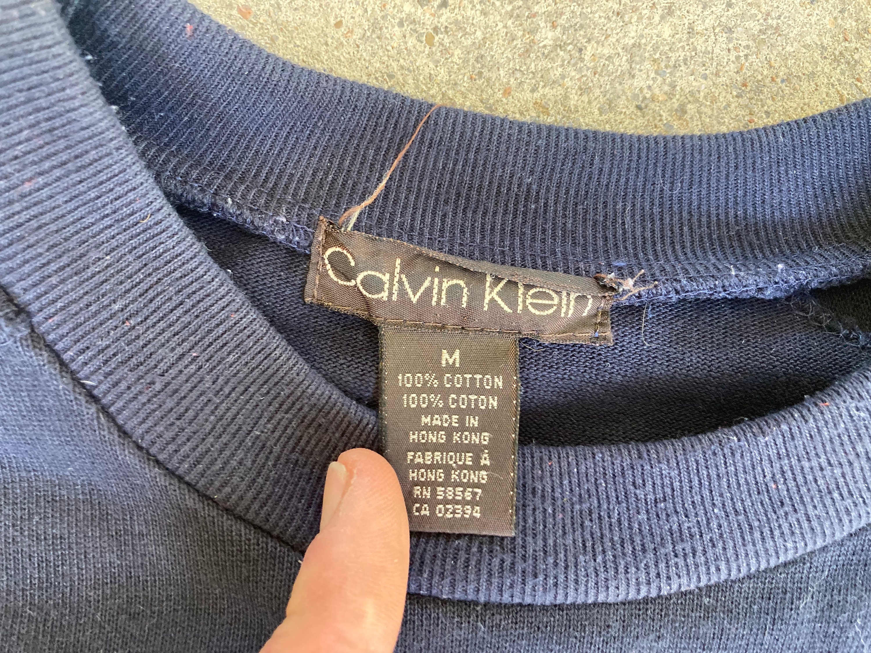 Vintage 1980s CALVIN KLEIN Navy Blue Pocket Pullover SWEATSHIRT 