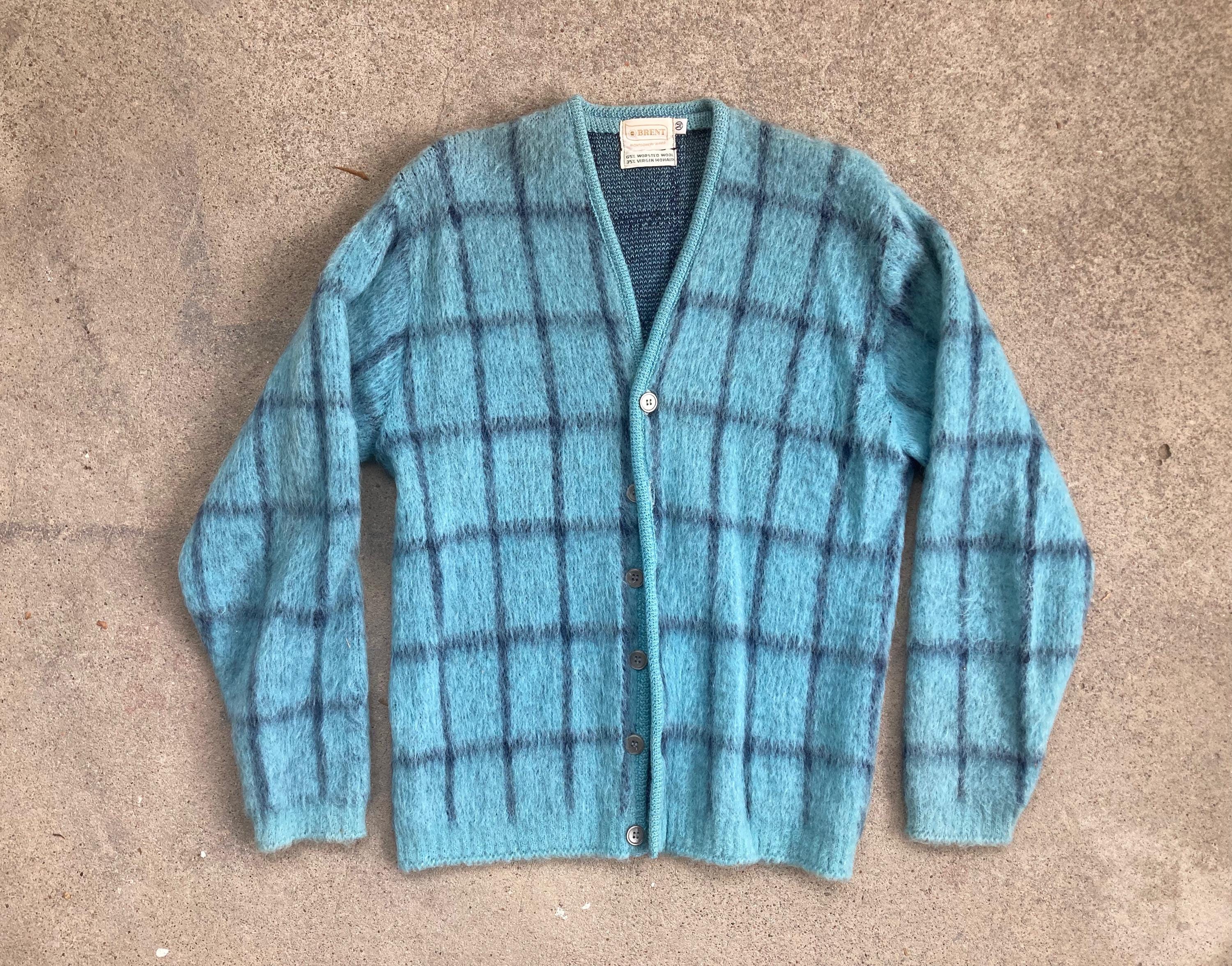 Vintage 1960s Brent MOHAIR Light Blue Plaid Button up Vintage 1960s Brent MOHAIR Light Blue Plaid Button up