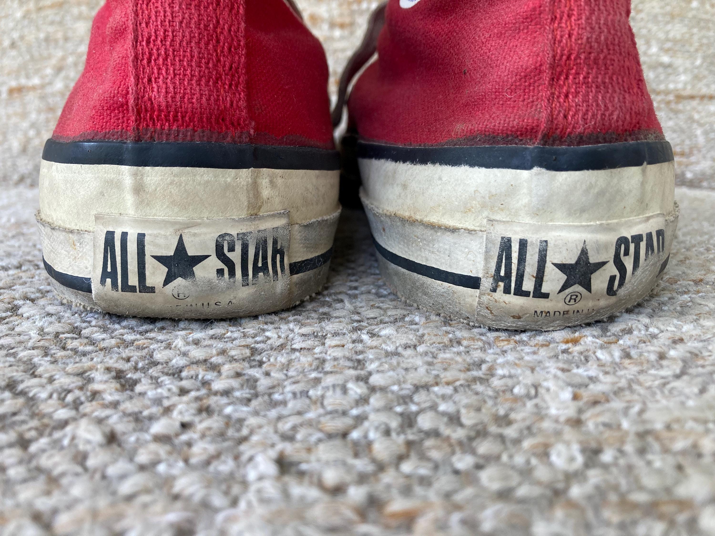 Vintage 1980s CONVERSE All Star Red High Top SNEAKERS Size 9 Mens