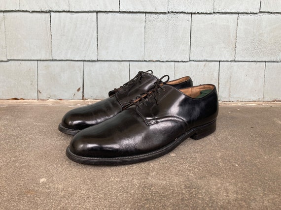 Vintage 1960s Mens MILITARY Black Leather Service SHOES Size