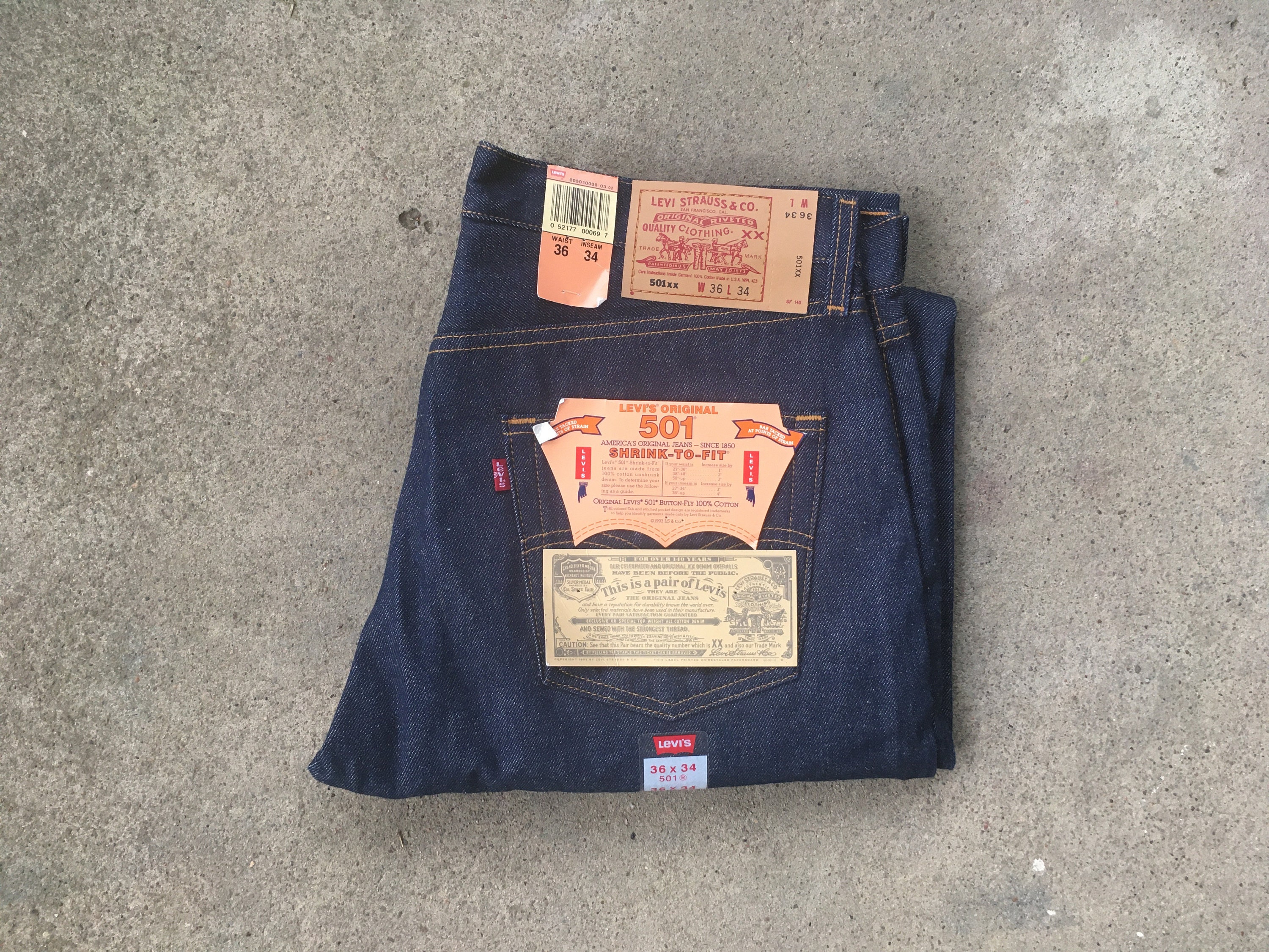 LEVI'S LVC 501 XX USA 1955 Big E Selvedge Jeans NEW NOS Early issue 34x38