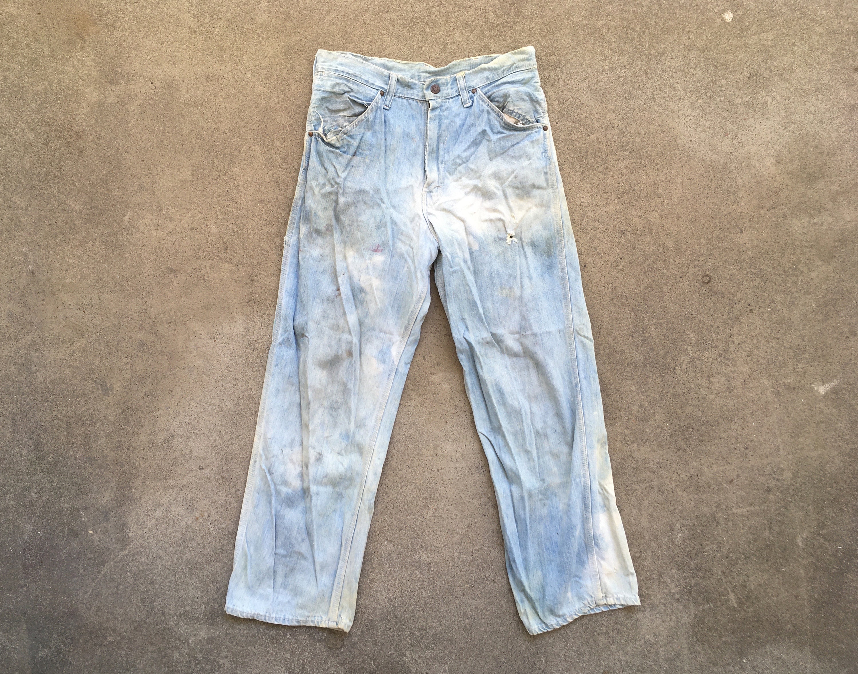 Vintage 1960s Penneys BIG MAC Denim Super Distressed Faded