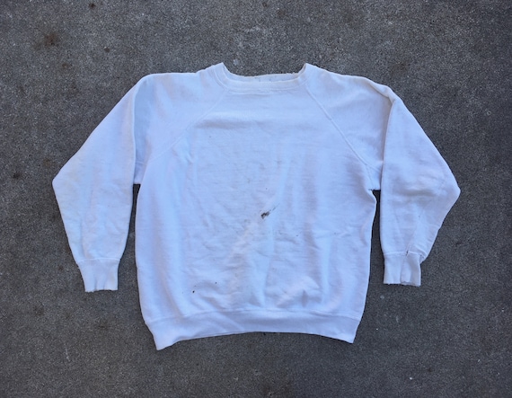 Vintage 1950s 1960s Distressed Flecked White Cotto