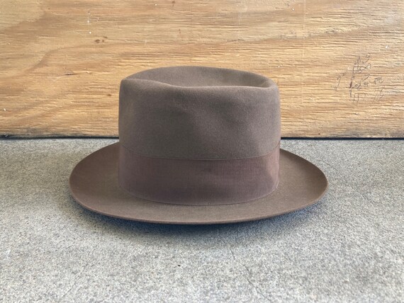 Vintage 1930s 1940s SEEROE Brown Fur Felt FEDORA … - image 3