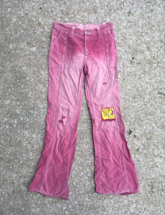 Vintage 1970s LEE Super Distressed Red Cotton Bel… - image 2