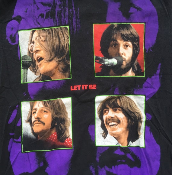 Vintage 1990s THE BEATLES Rubber Soul All Over Print Black Concert