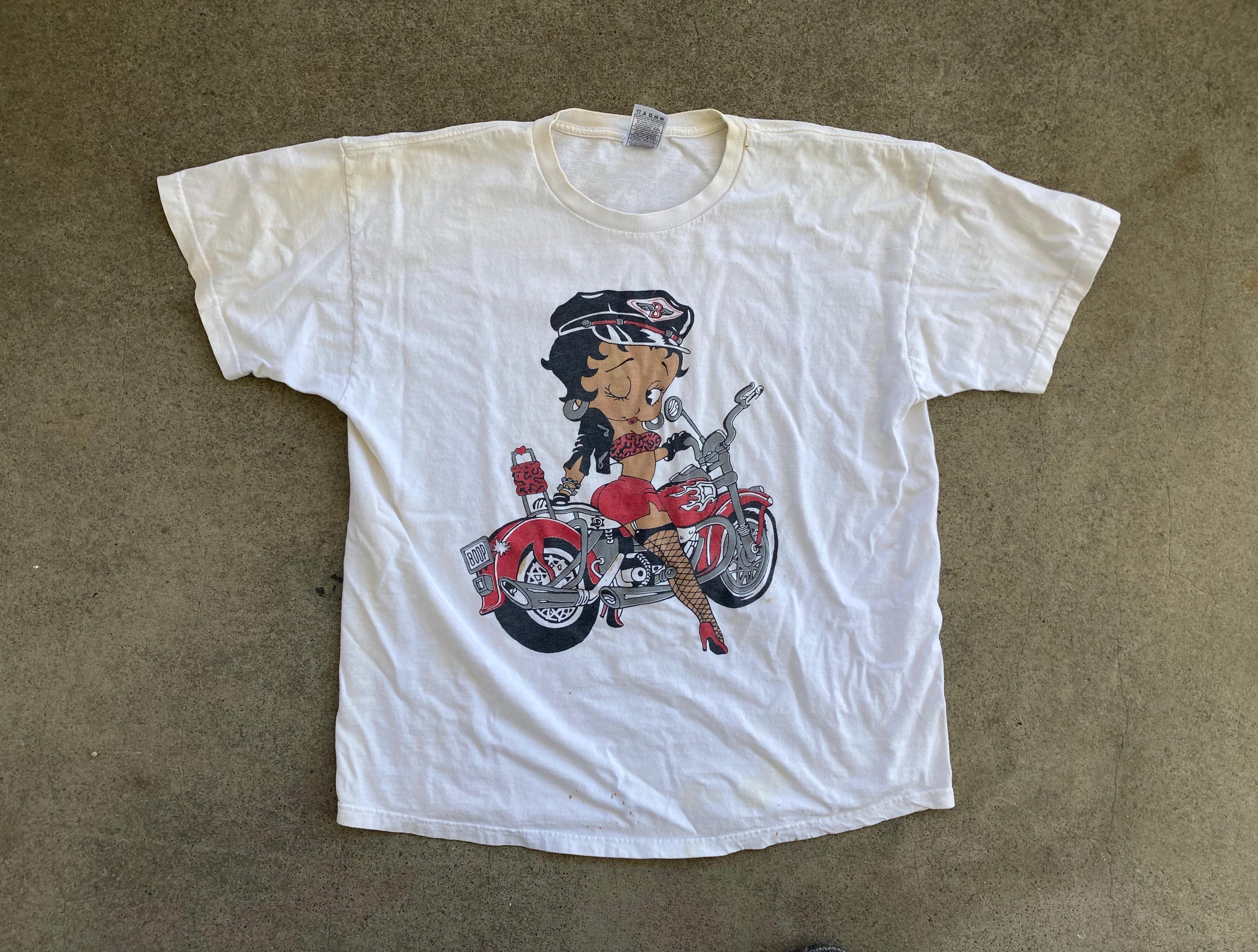 Vintage 1990s BETTY BOOP Biker Cotton T-SHIRT Size Extra Large Hip