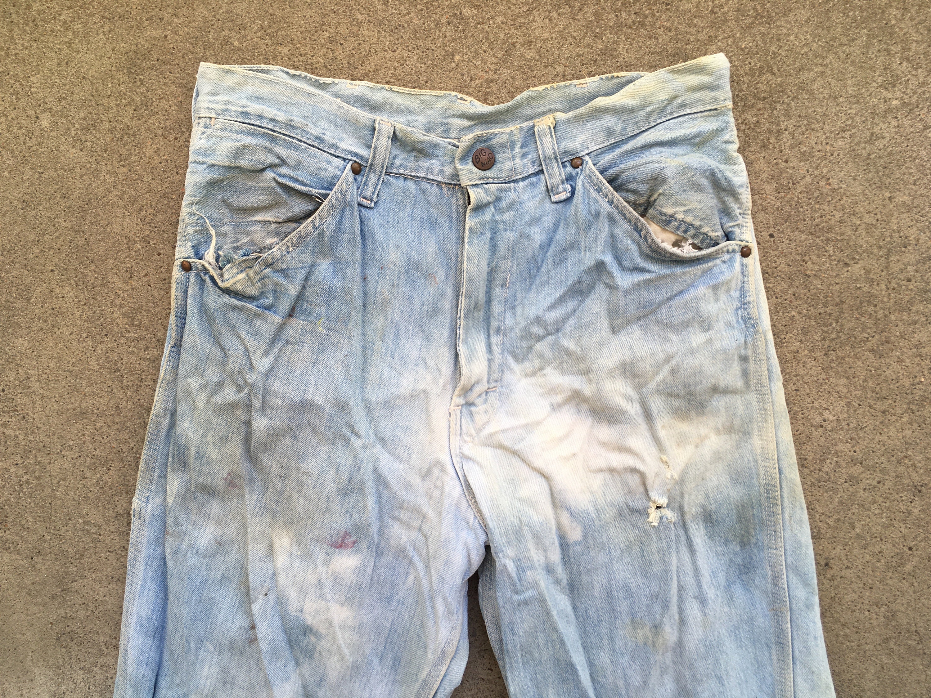 Vintage 1960s Penneys BIG MAC Denim Super Distressed Faded Work