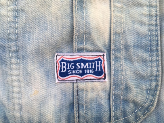Vintage 1970s BIG SMITH Super Distressed Denim Fa… - image 3