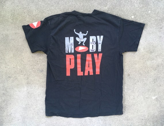 Vintage 1990s MOBY Play 1999 Black Cotton Crewnec… - image 1