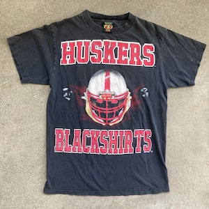 Vintage 1990s NEBRASKA Cornhuskers BLACKSHIRTS Cotton T-SHIRT Size Large College Football Huskers Ncaa Sports