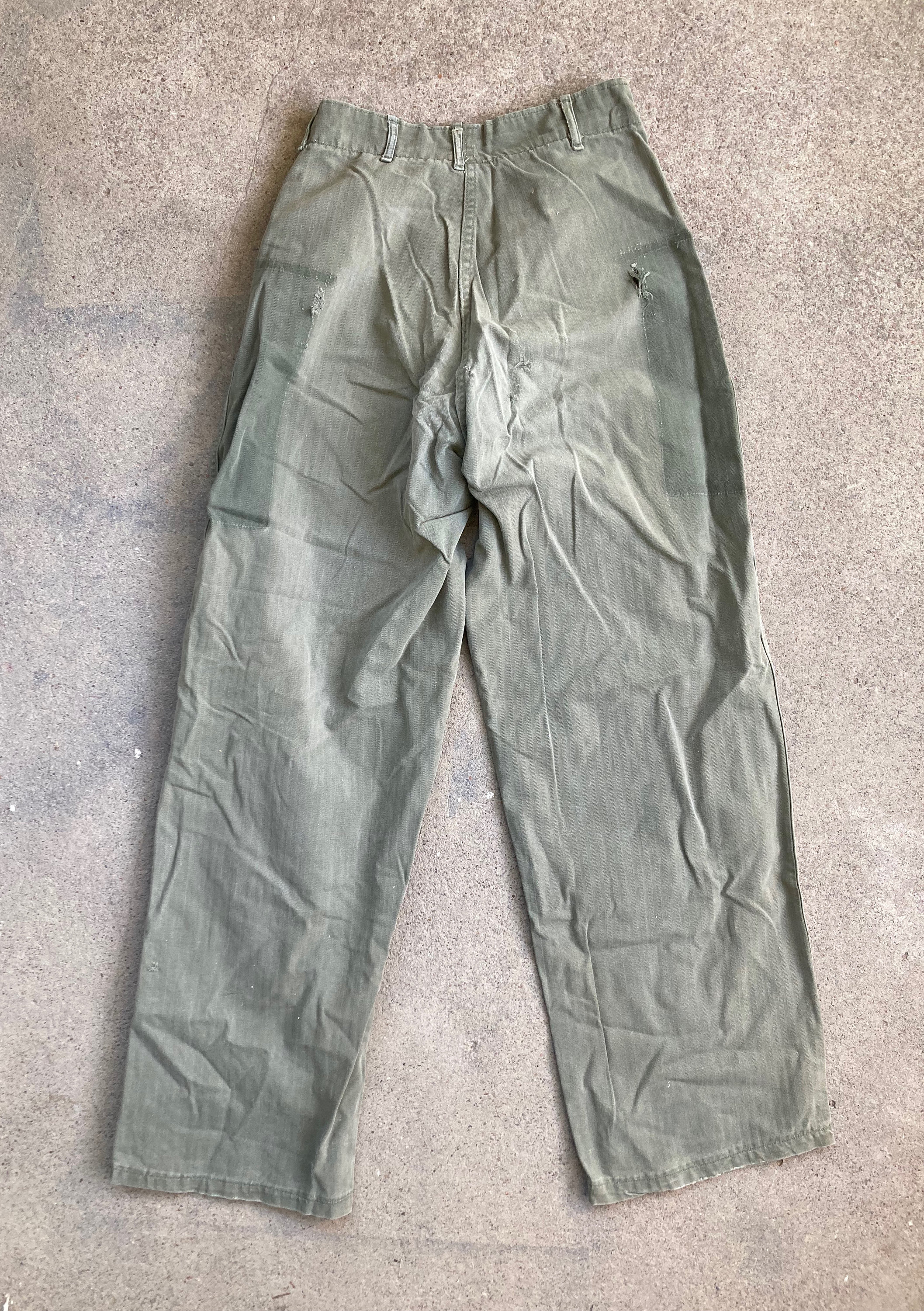 Vintage 1940s 1950s Army HBT Combat Trousers PANTS Size 26 X 28