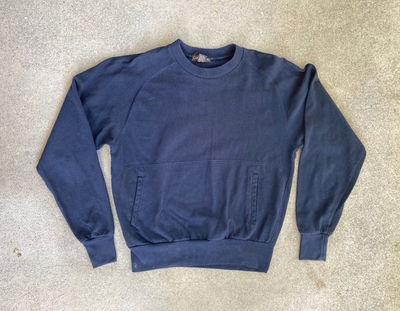 Vintage 1980s CALVIN KLEIN Navy Blue Pocket Pullover SWEATSHIRT 