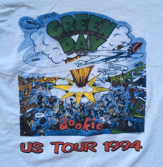 Vintage 1990s GREEN DAY Dookie 1994 White Concert… - image 2