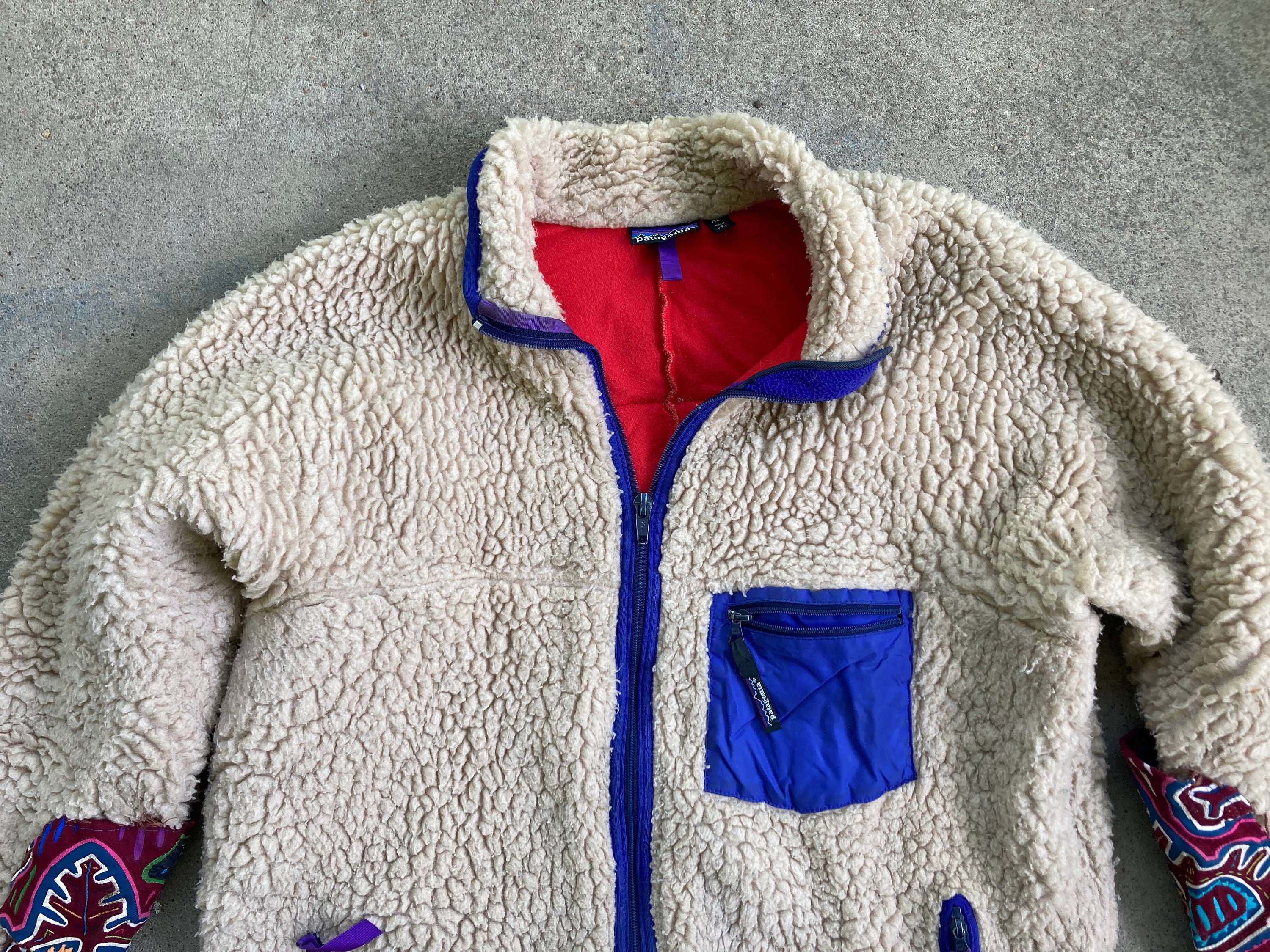 Vintage 1980s PATAGONIA Retro X Deep Pile Oatmeal Fleece JACKET