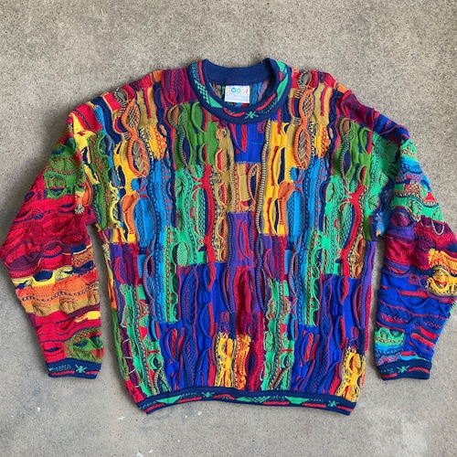 Vintage 1990s Authentic COOGI 3D Mosaic Multi Color Textured