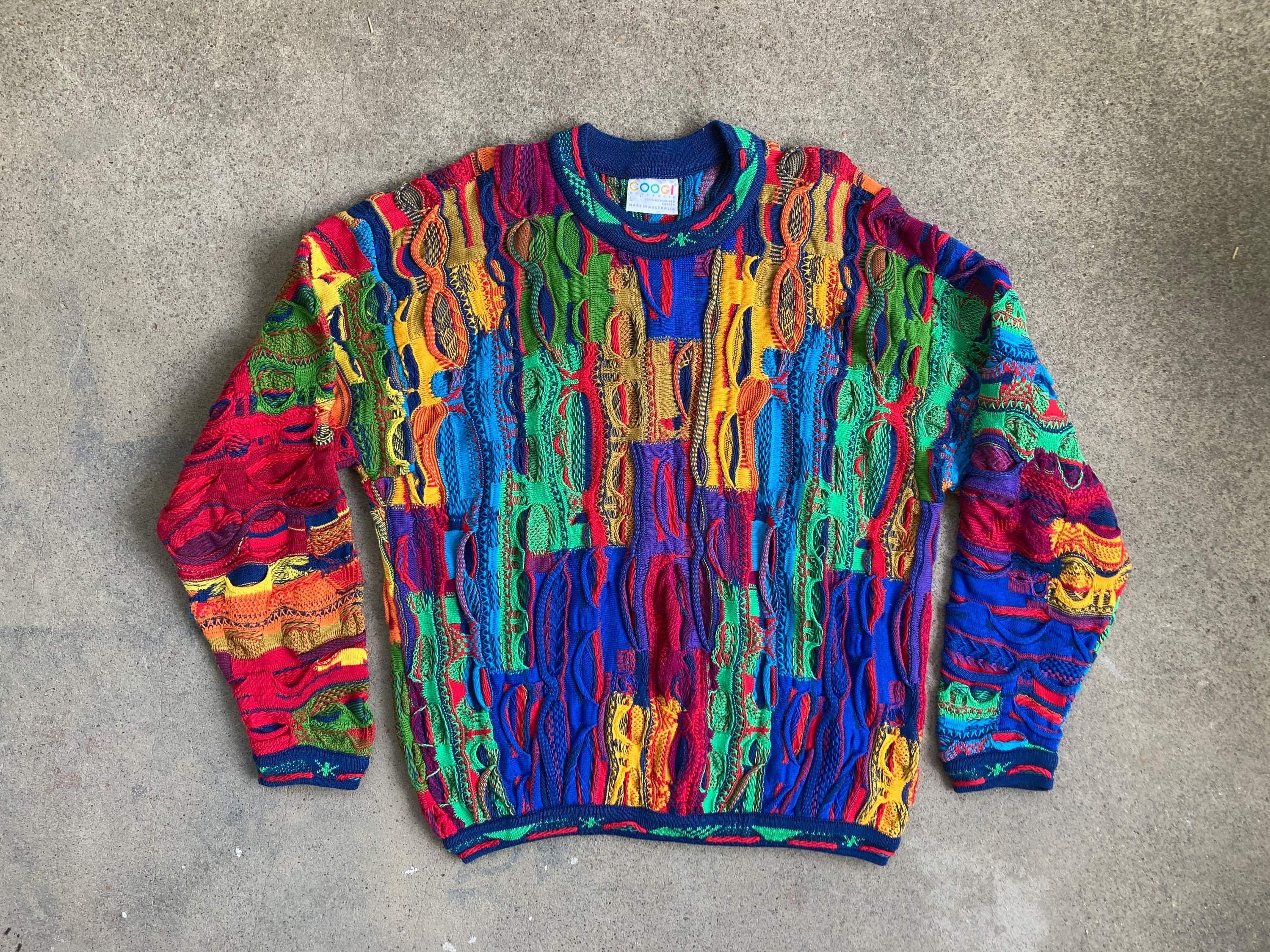 Vintage 1990s Authentic COOGI 3D Mosaic Multi Color Textured Vintage 1990s Authentic COOGI 3D Mosaic Multi Color Textured