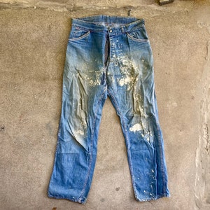Vintage 1960s BIG SMITH Super Distressed Indigo Denim Carptener JEANS Shorts Size 36 x 32 Sanforized Levis Lee Workwear Redline Selvedge