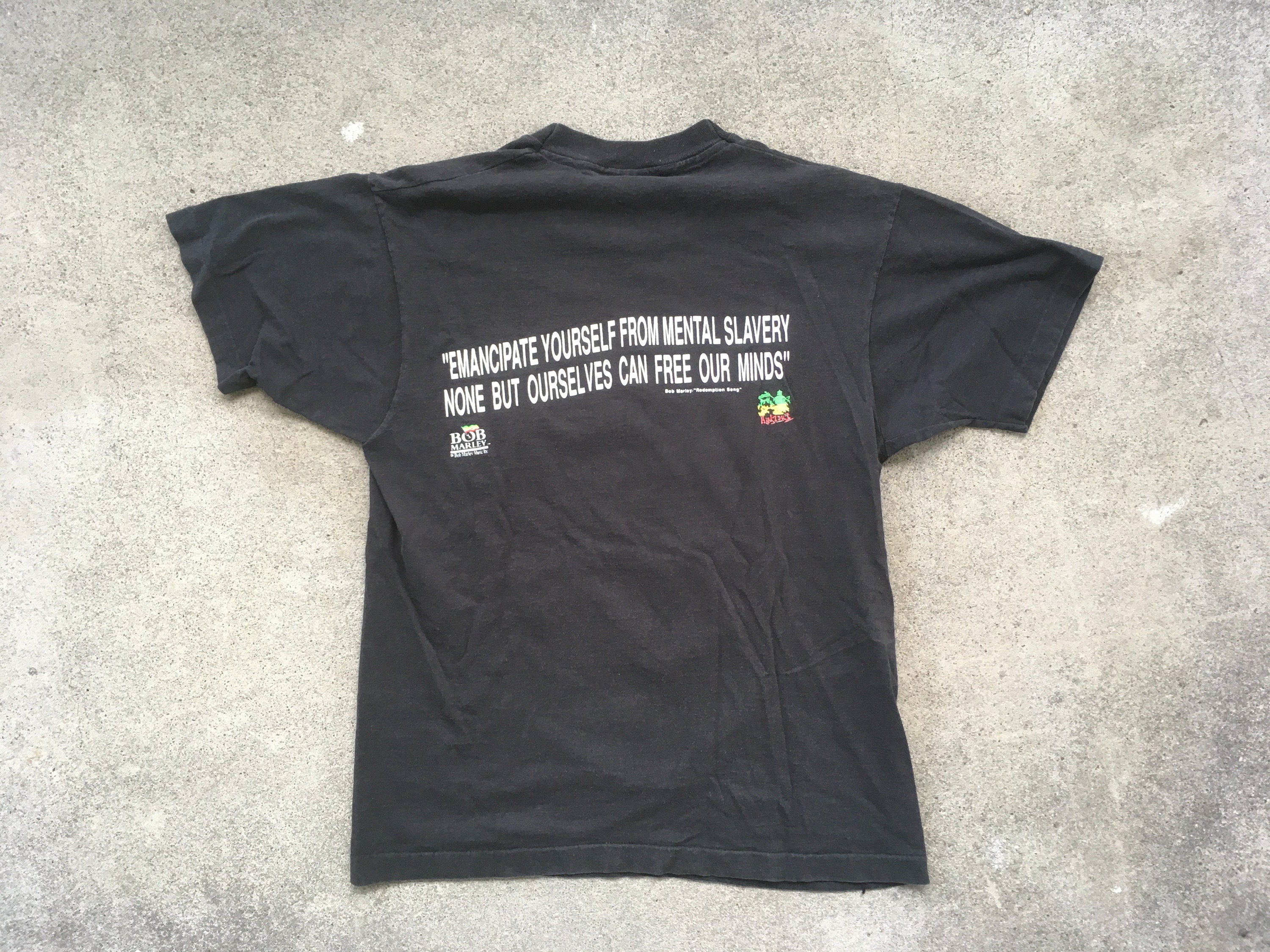 Vintage 1990s BOB MARLEY Black Cotton T-SHIRT Size Medium Large