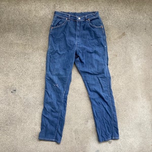Vintage 1960s Womens WRANGLER Blue Bell High Waisted JEANS Size 25 x 27 Sanforized Denim Levis Redline Selvedge