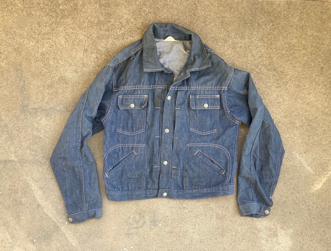 Vintage 1970s PENNEYS Ranchcraft Dark Denim Work JEAN JACKET Size