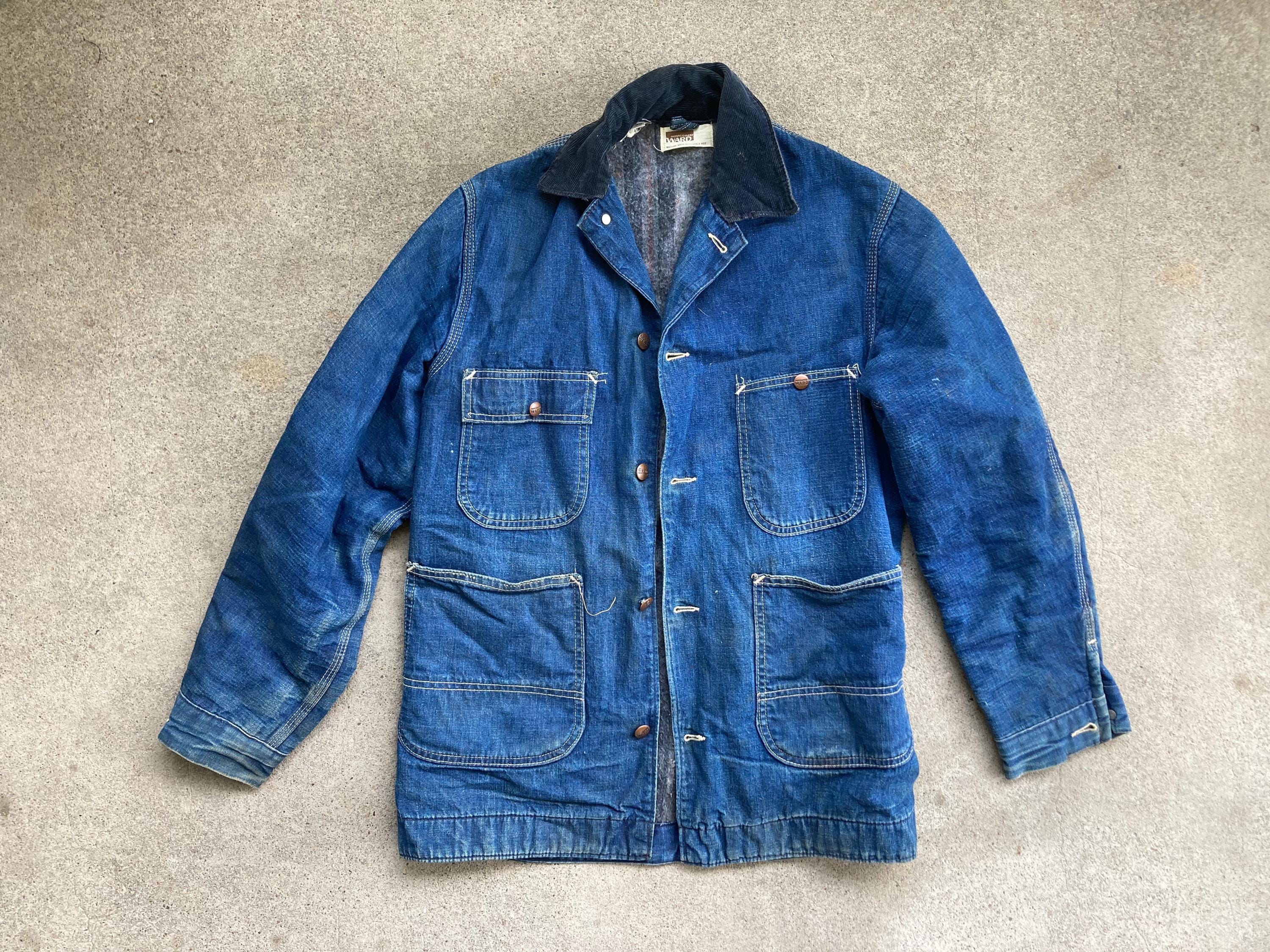 ジャケット・アウター 70s MONTGOMERY WARD Chambray Jacket Vintage 1970s MONTGOMERY WARDS Blanket Lined Dark Denim Chore