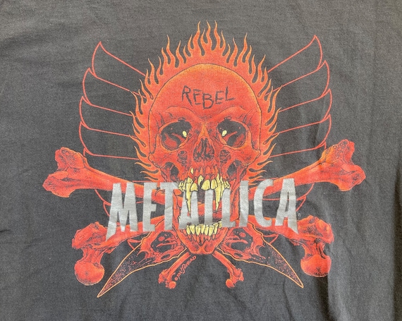 Vintage 1990s METALLICA Pushead Distressed Black Concert Tour T 