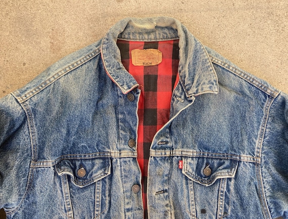 Vintage 1980s LEVIS Buffalo Plaid Flannel Lined D… - image 2