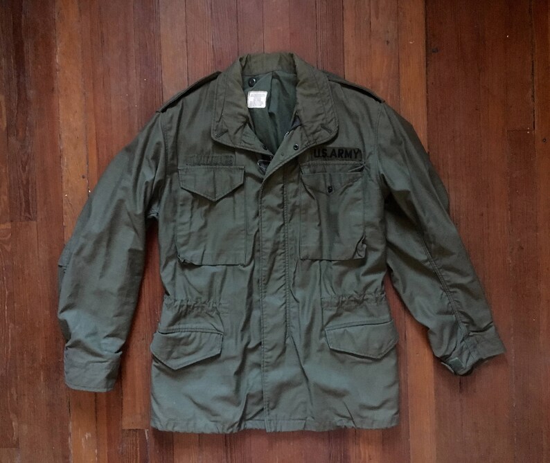 Vintage Mens 1960s Vietnam War 1969 M65 Od Green Army Field Jacket Coat Size Small Military