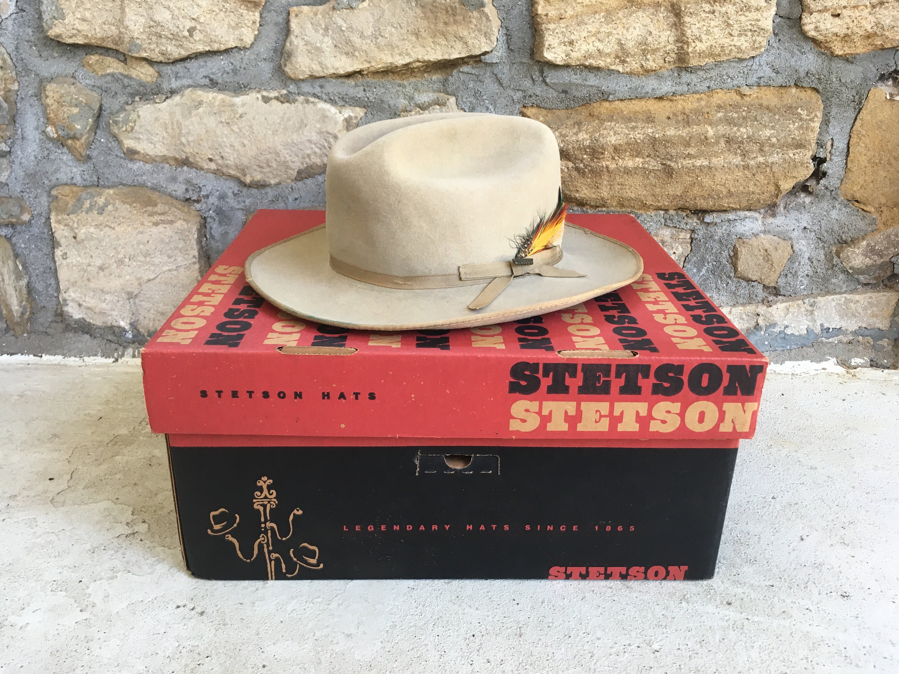 Tan Beaver Fur Felt Fedora Cowboy 