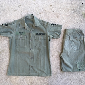Vintage 1960s U.S. Army VIETNAM War Custom Thai Made Ripstop Cotton PANTS & Shirt Size Medium Military Fatigues Cargo Air Force Tiger Stripe