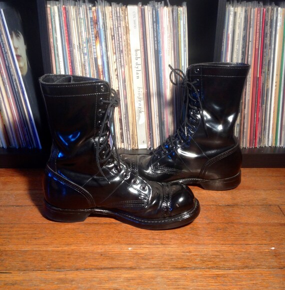 Black patent military boots sales