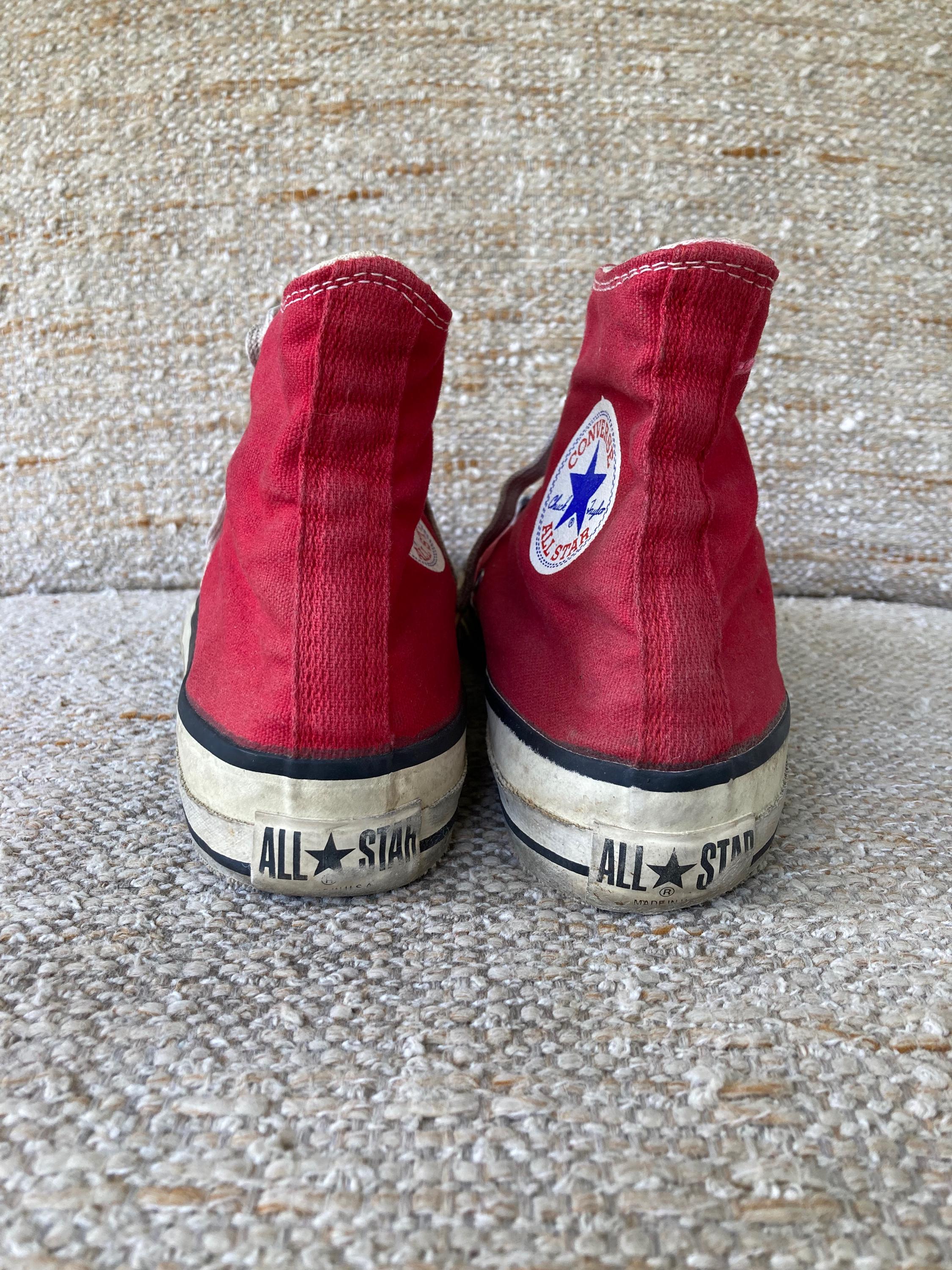 Vintage 1980s CONVERSE All Star Red High Top SNEAKERS Size 9 Mens